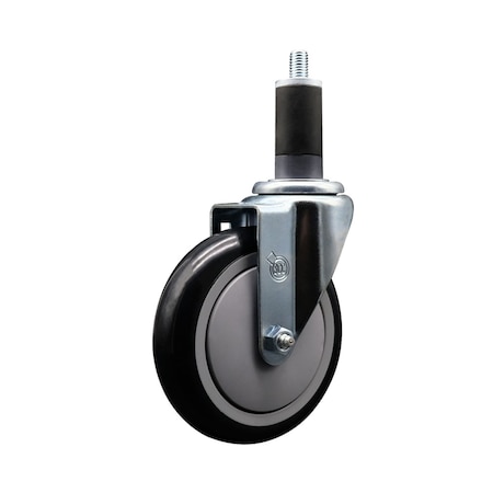 Service Caster 5'' Black Poly Wheel Swivel 1-1/4'' Expanding Stem Caster SCC-EX20S514-PPUB-BLK-114